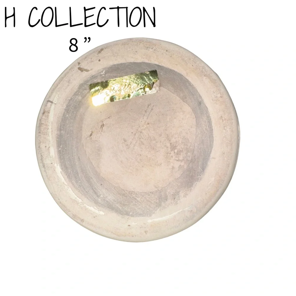 VTG H’s Collection White Floral Ceramic Vase Lace Top Boho Decor 8”